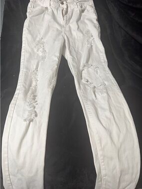 Vibrant White Distressed Skinny Jeans for Women
